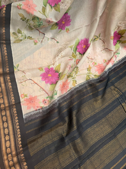 Gadwal cotton with digital print saree