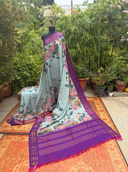 Gadwal cotton with digital print saree