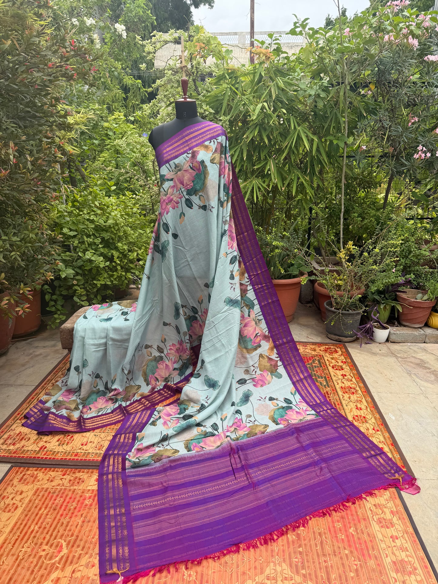 Gadwal cotton with digital print saree
