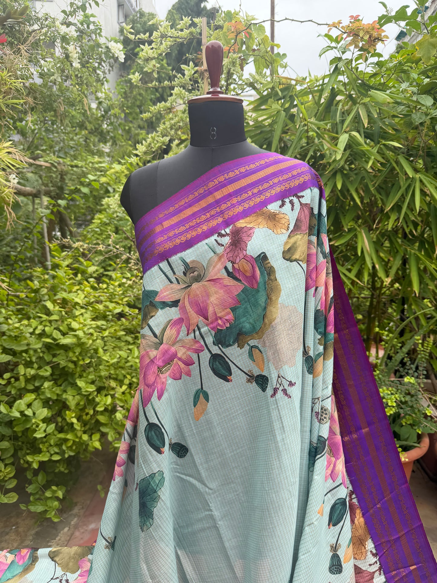 Gadwal cotton with digital print saree