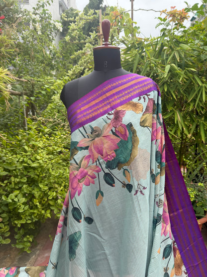 Gadwal cotton with digital print saree