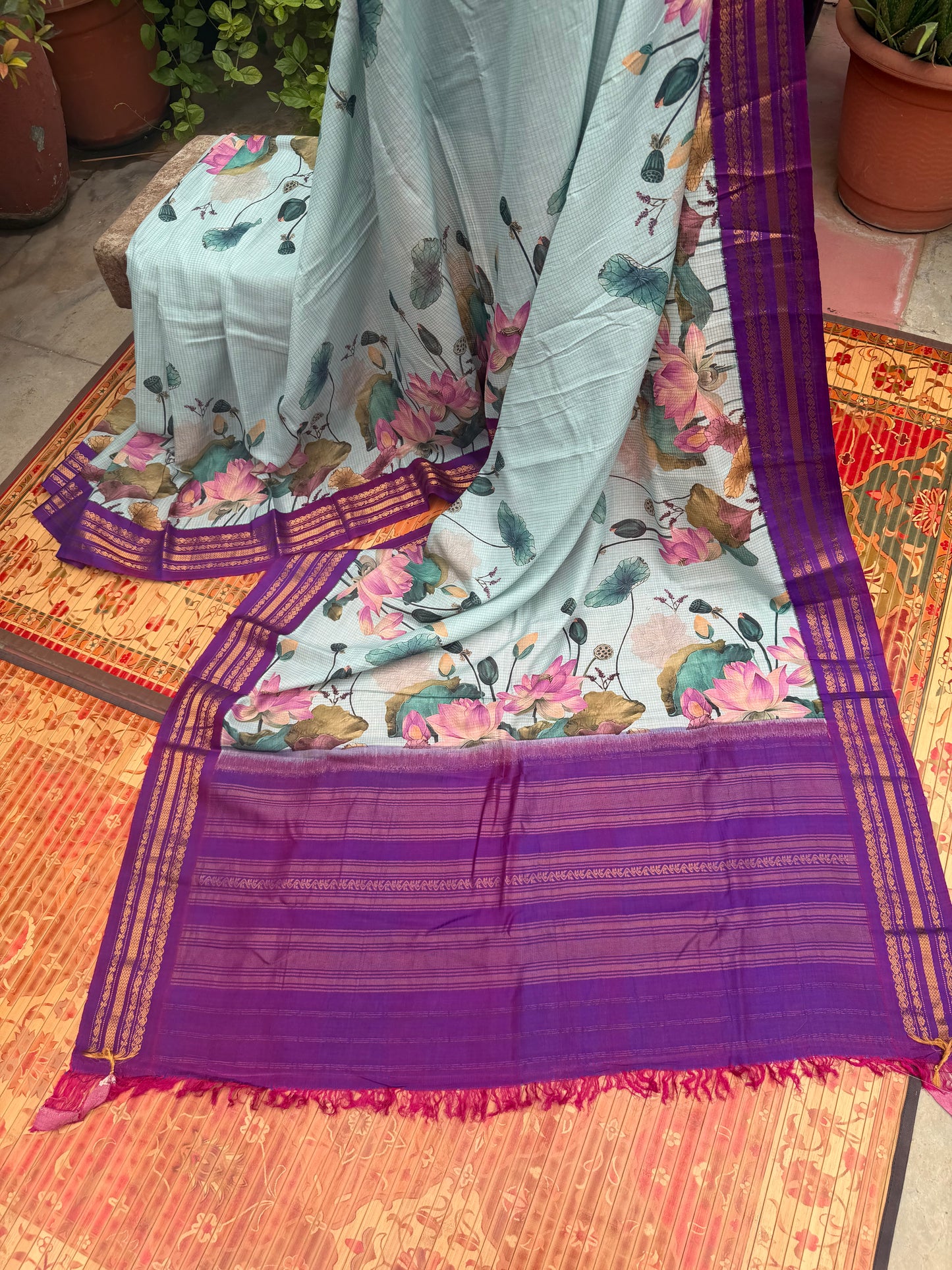 Gadwal cotton with digital print saree