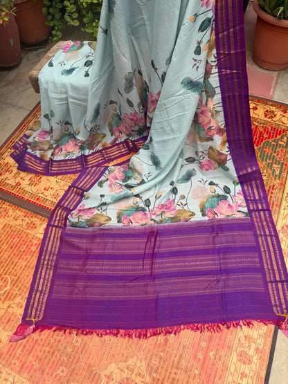 Gadwal cotton with digital print saree