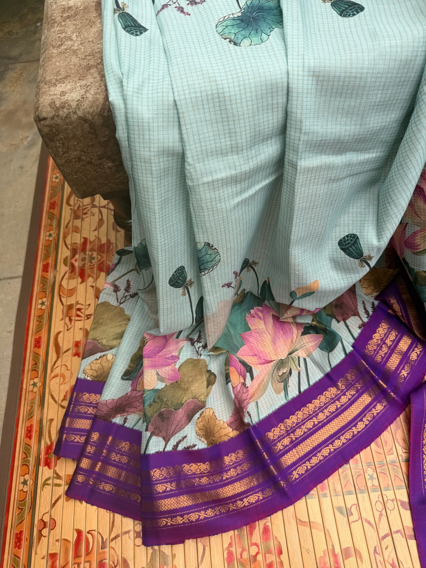 Gadwal cotton with digital print saree