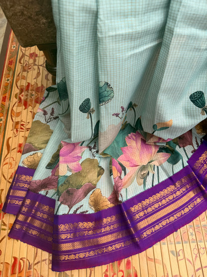 Gadwal cotton with digital print saree