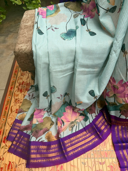 Gadwal cotton with digital print saree