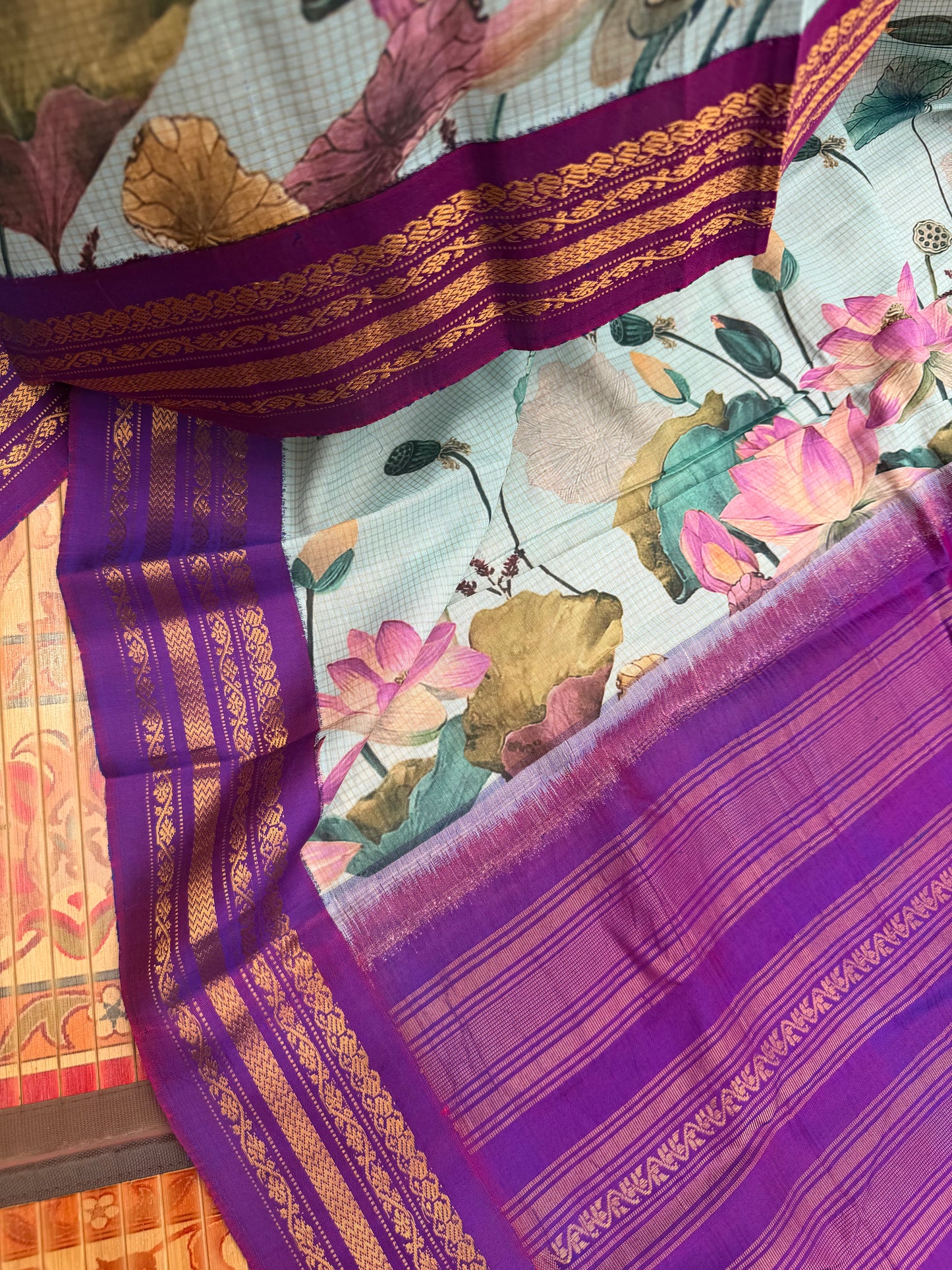 Gadwal cotton with digital print saree