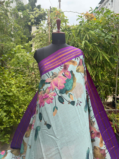 Gadwal cotton with digital print saree