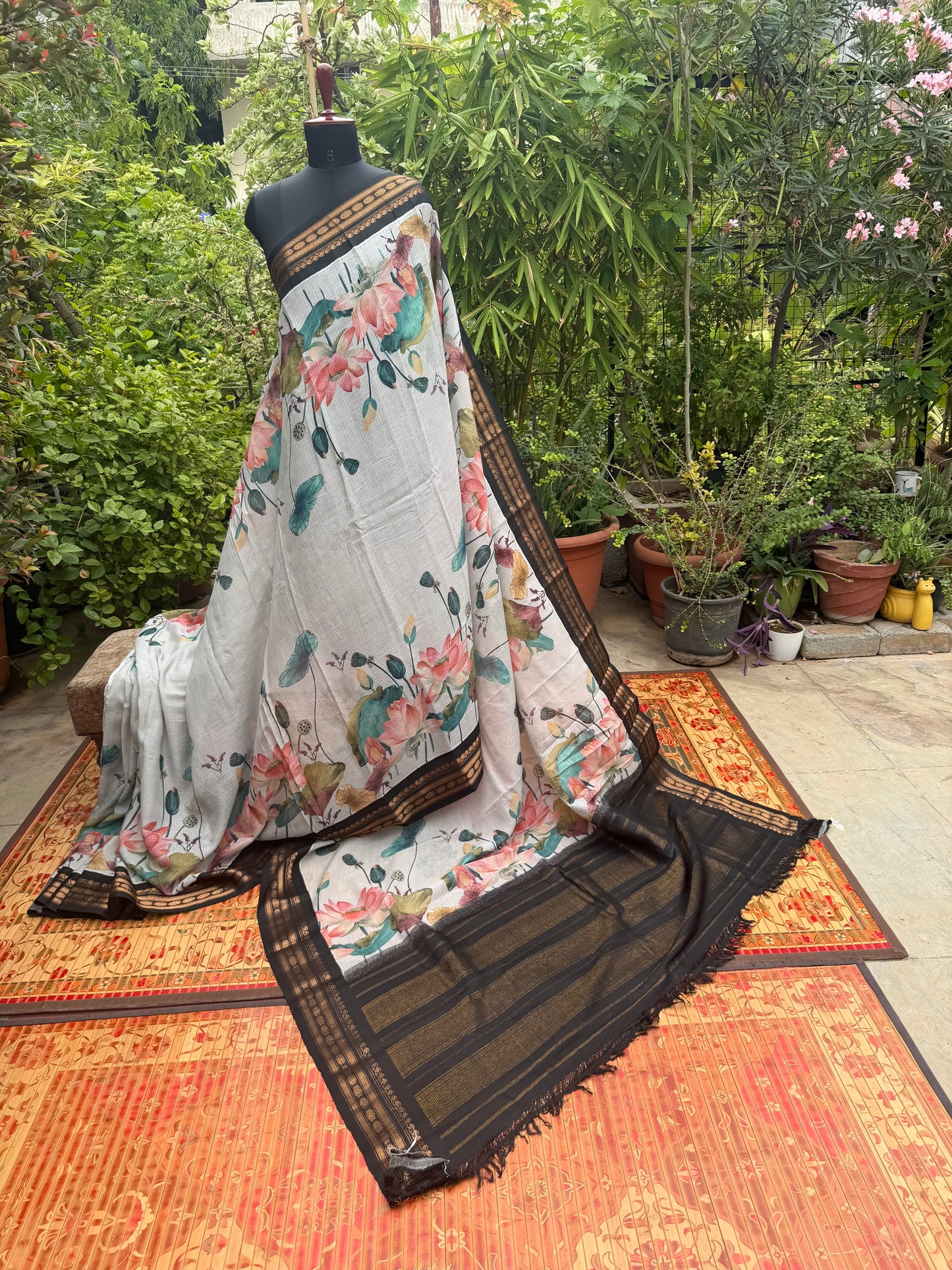 Gadwal cotton with digital print saree