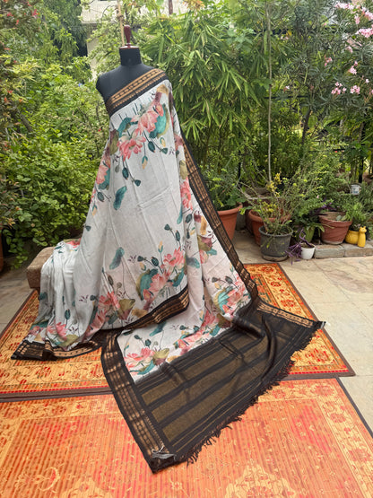 Gadwal cotton with digital print saree