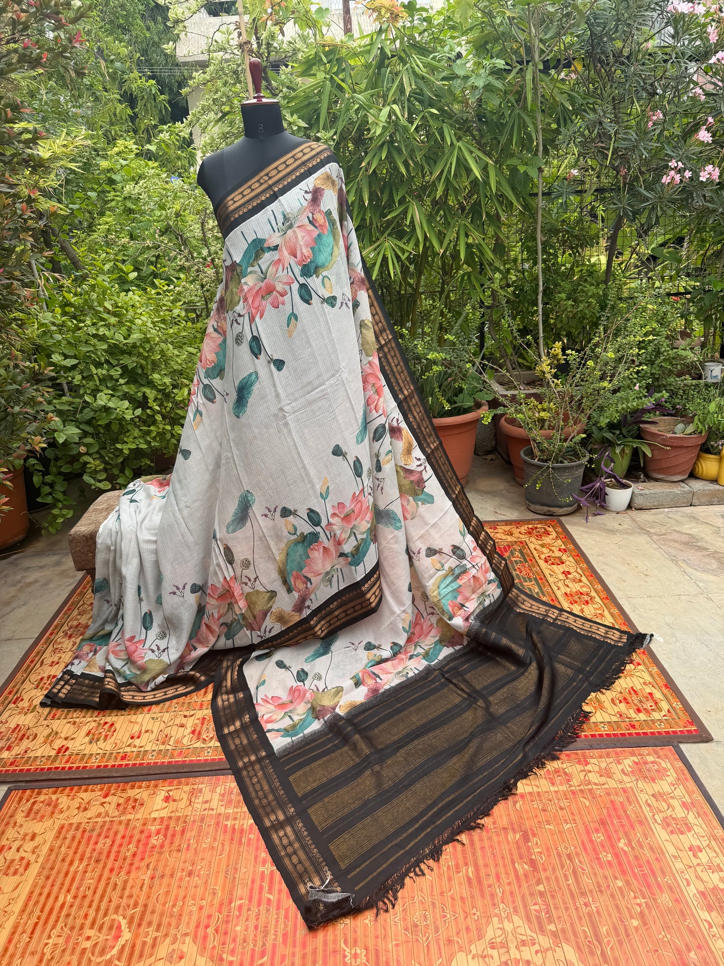 Gadwal cotton with digital print saree