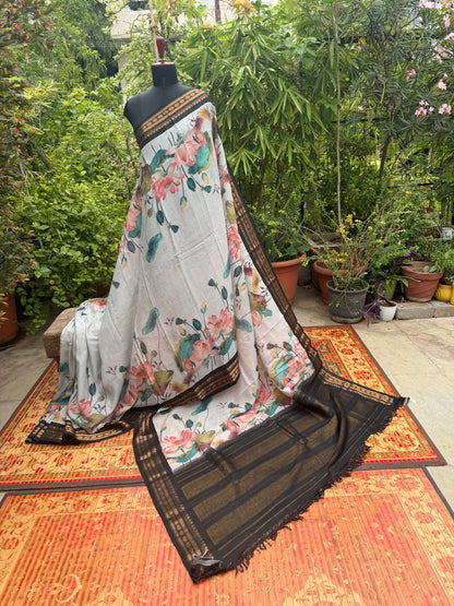 Gadwal cotton with digital print saree