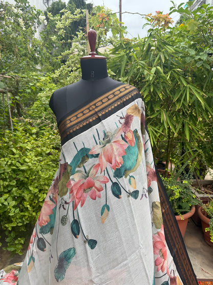 Gadwal cotton with digital print saree