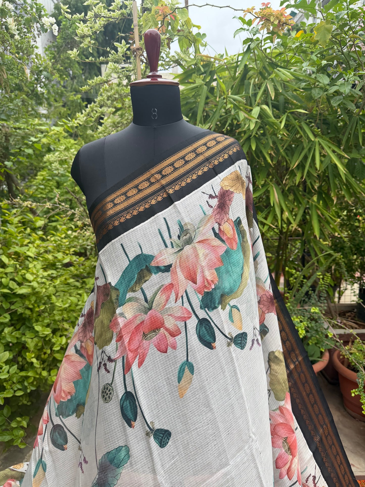 Gadwal cotton with digital print saree