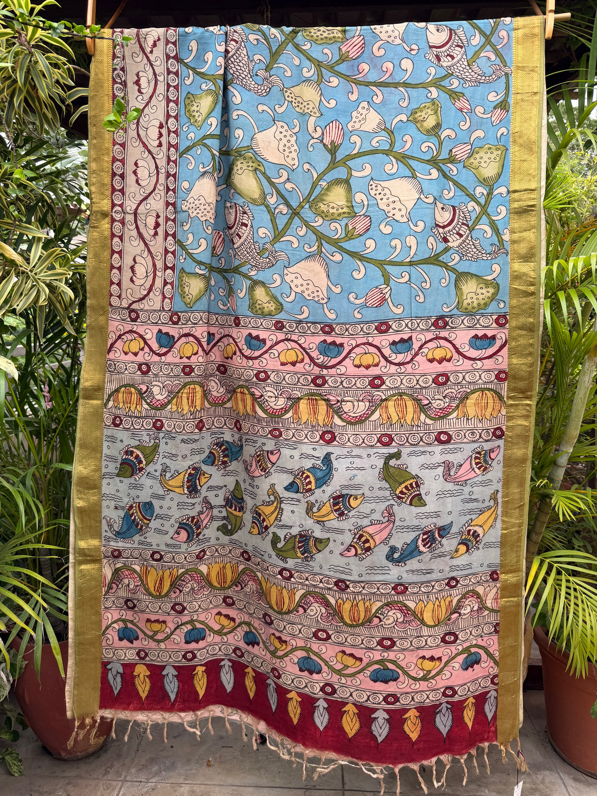 Silkcotton penkalamkari saree