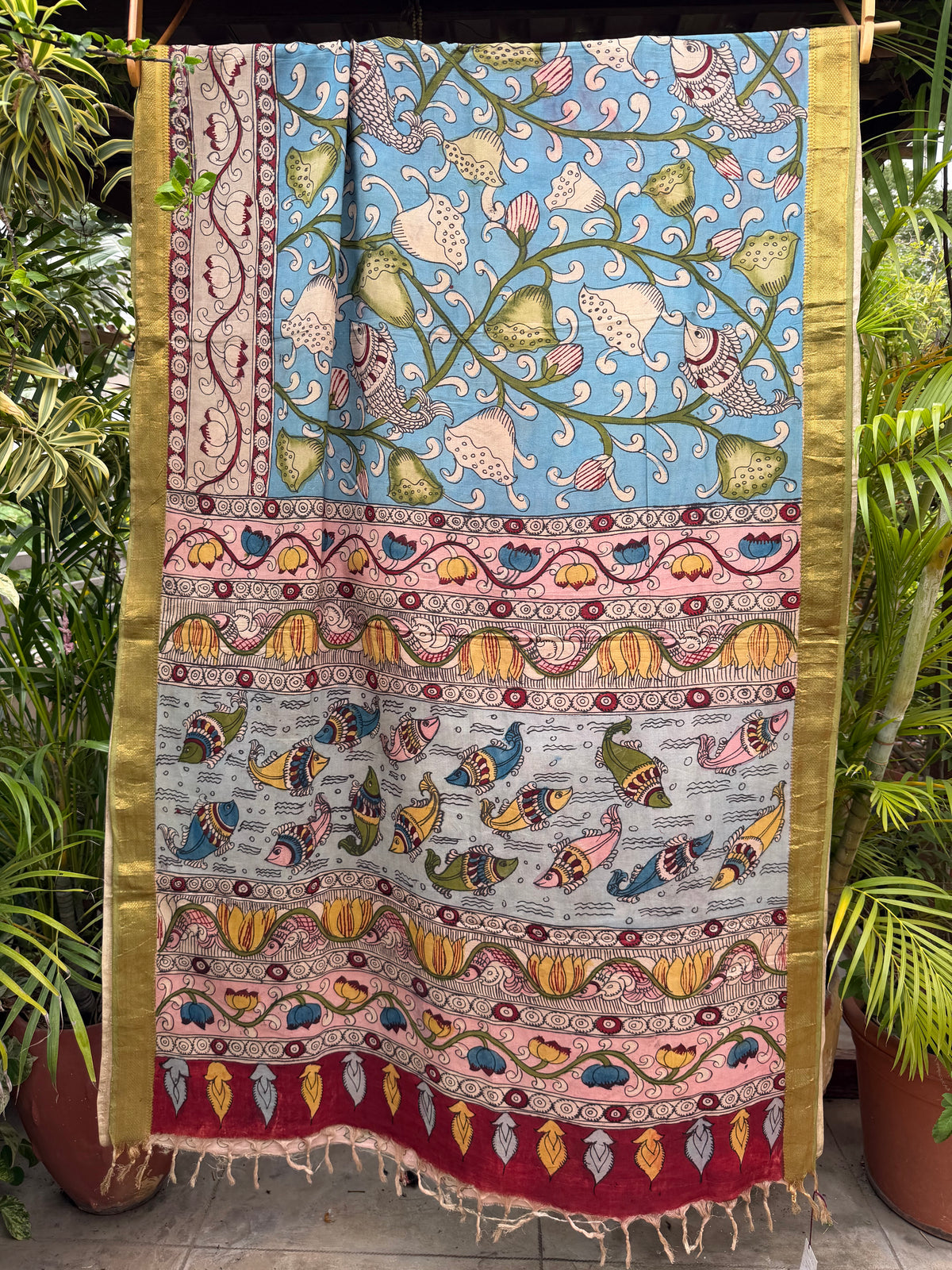 Silkcotton penkalamkari saree