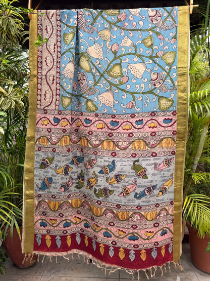 Silkcotton penkalamkari saree