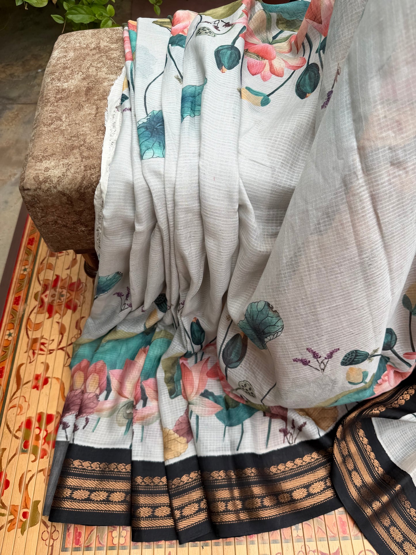 Gadwal cotton with digital print saree