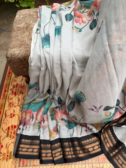 Gadwal cotton with digital print saree