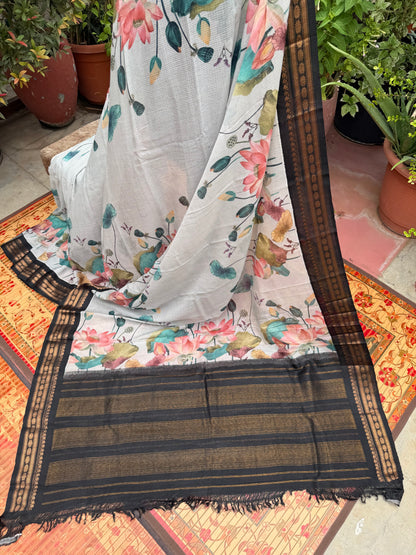 Gadwal cotton with digital print saree