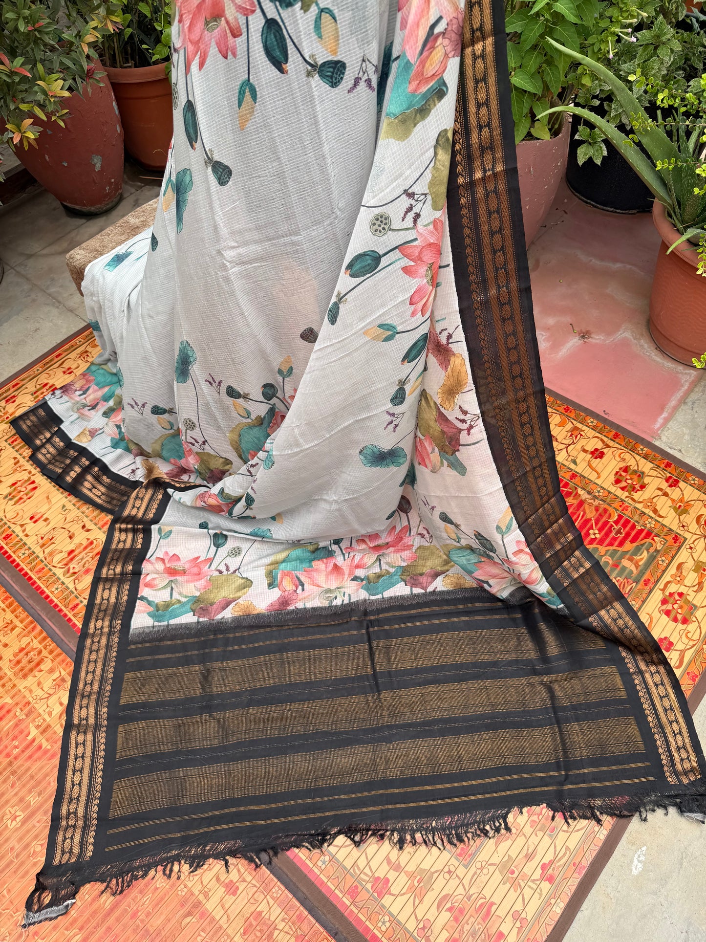 Gadwal cotton with digital print saree