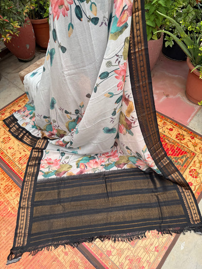 Gadwal cotton with digital print saree