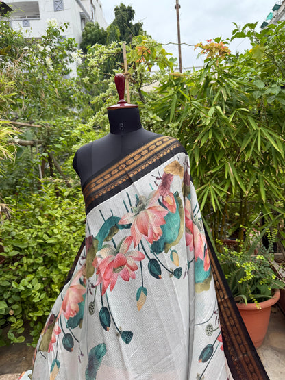 Gadwal cotton with digital print saree