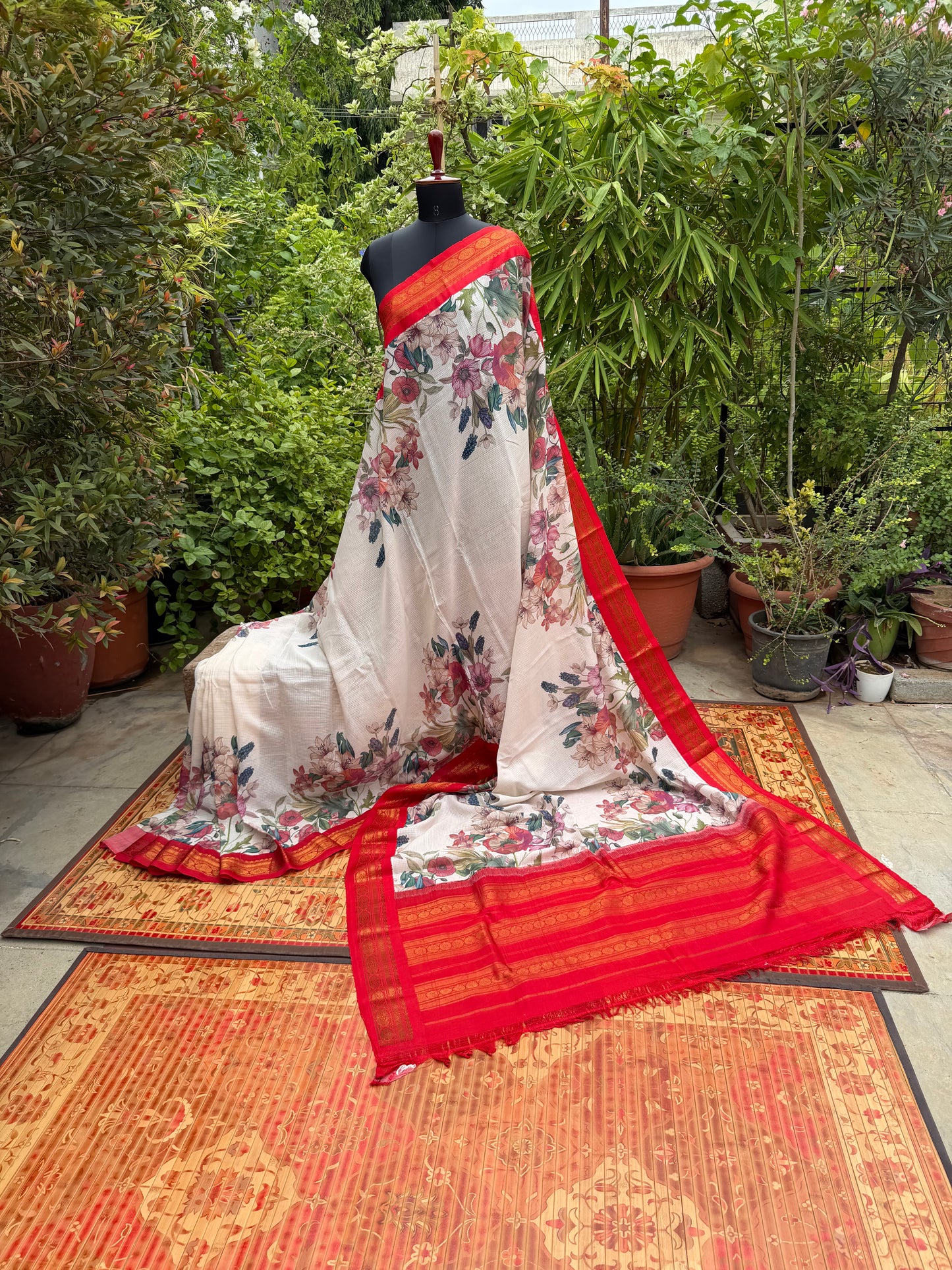 Gadwal cotton with digital print saree
