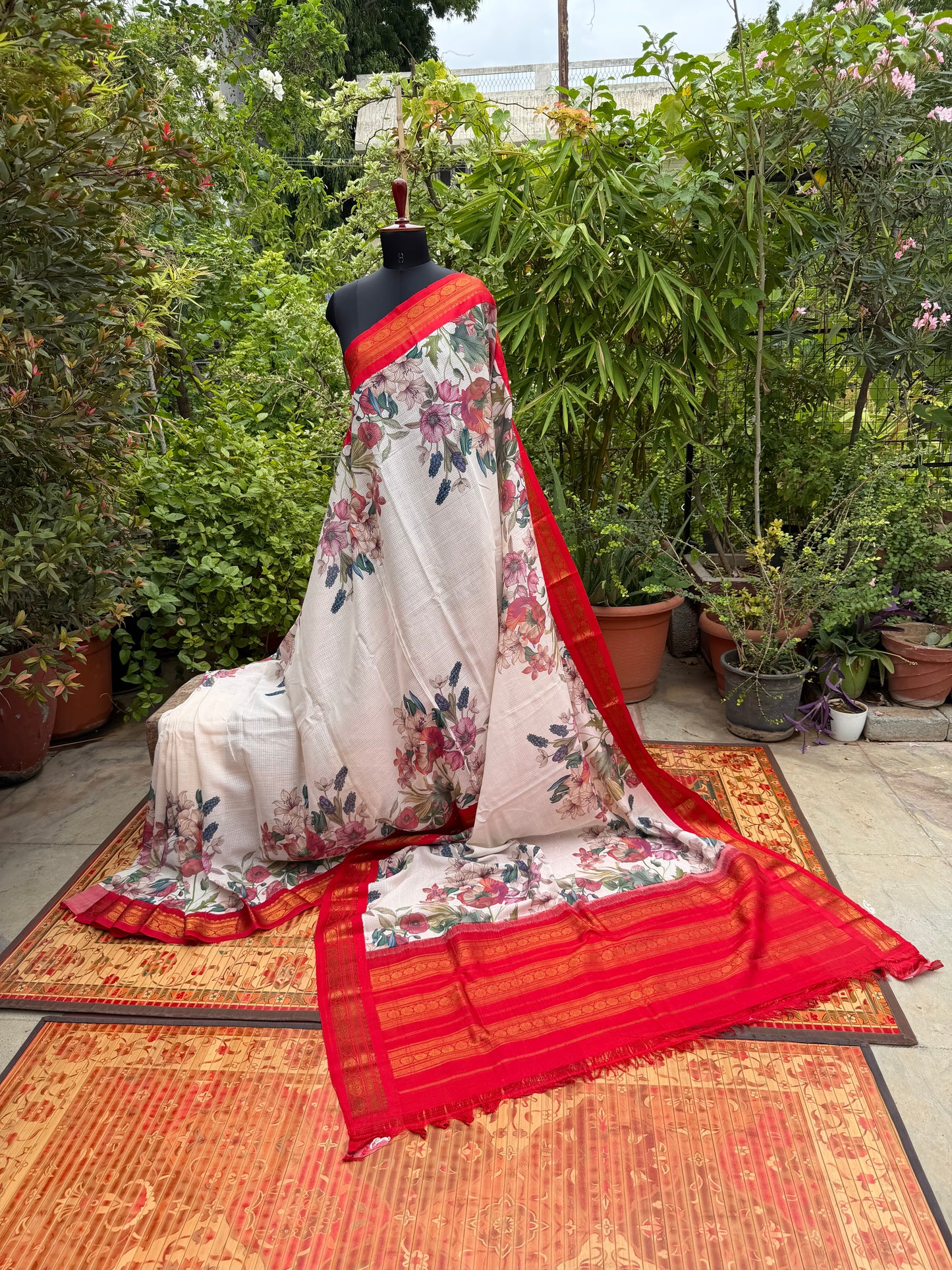 Gadwal cotton with digital print saree