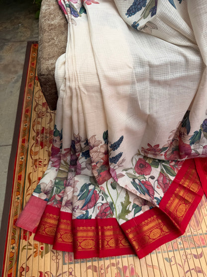 Gadwal cotton with digital print saree