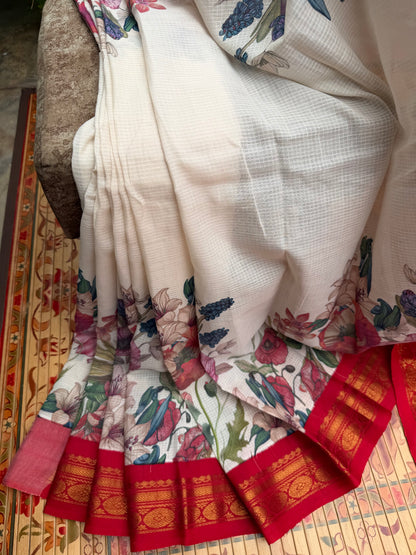 Gadwal cotton with digital print saree