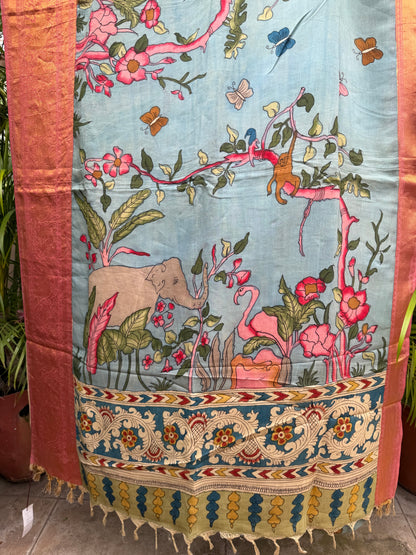 Silkcotton penkalamkari saree