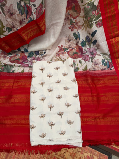Gadwal cotton with digital print saree