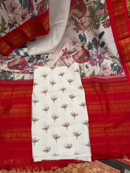 Gadwal cotton with digital print saree