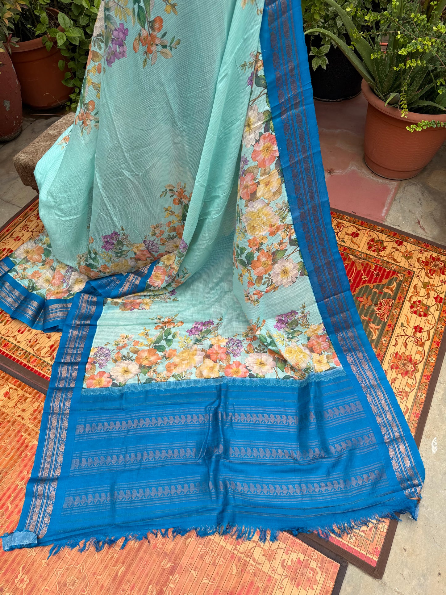 Gadwal cotton with digital print saree