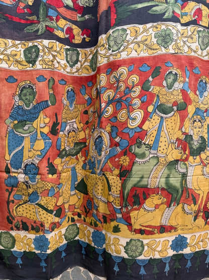 Silkcotton penkalamkari saree