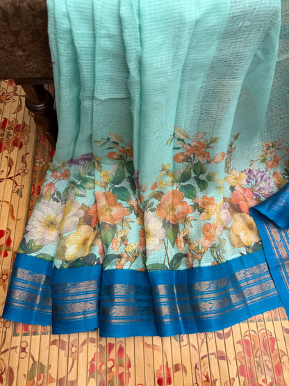 Gadwal cotton with digital print saree
