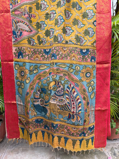 Silkcotton penkalamkari saree