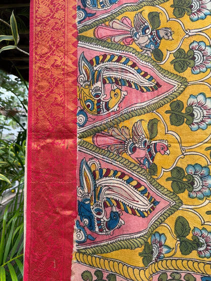 Silkcotton penkalamkari saree