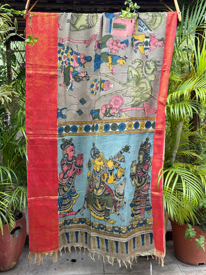 Silkcotton penkalamkari saree