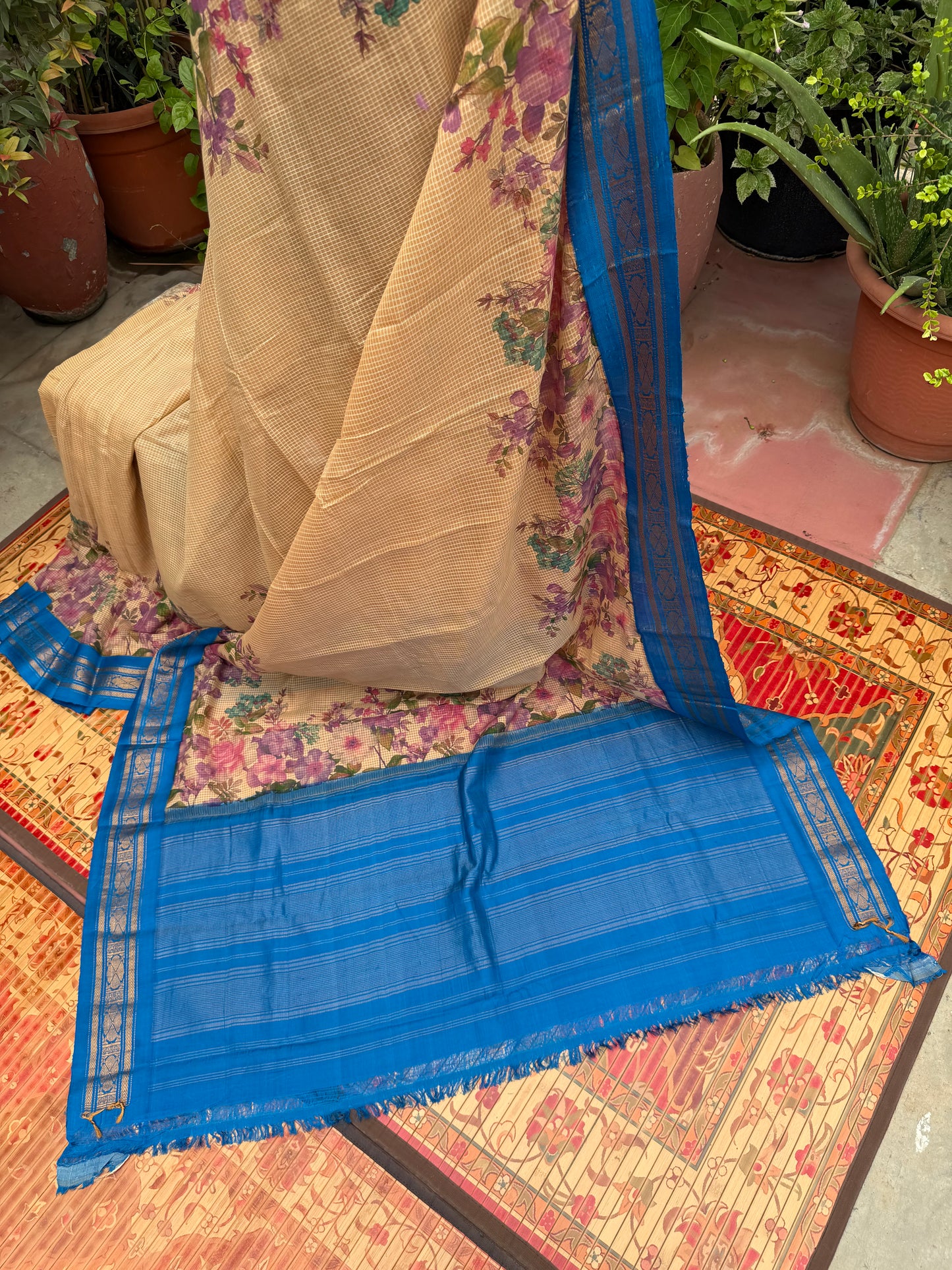 Gadwal cotton with digital print saree