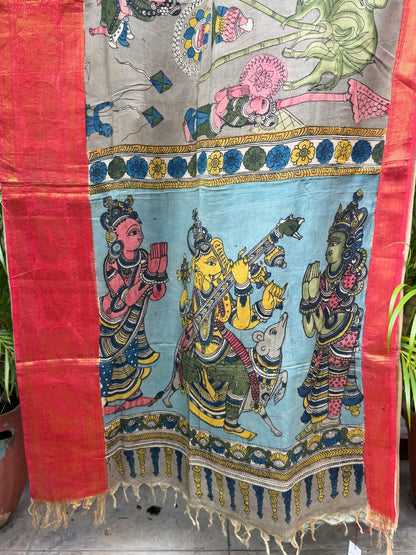 Silkcotton penkalamkari saree