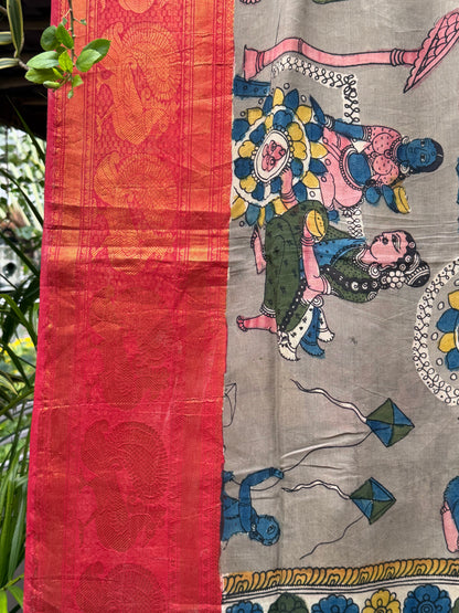 Silkcotton penkalamkari saree