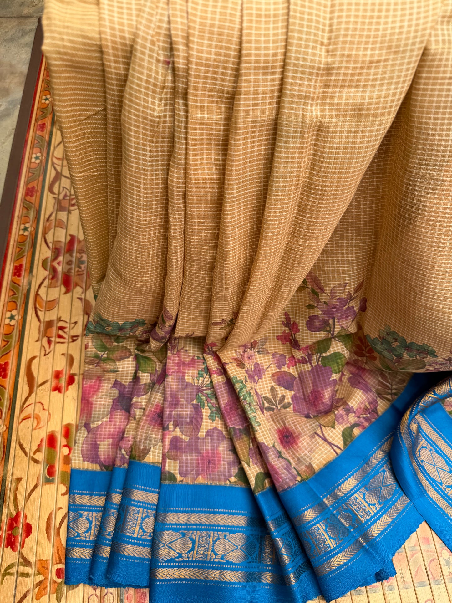 Gadwal cotton with digital print saree