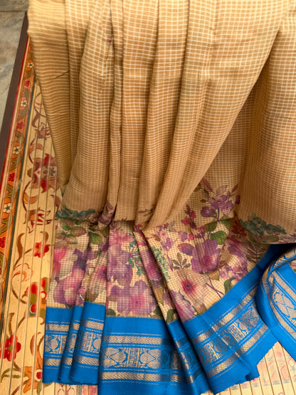 Gadwal cotton with digital print saree