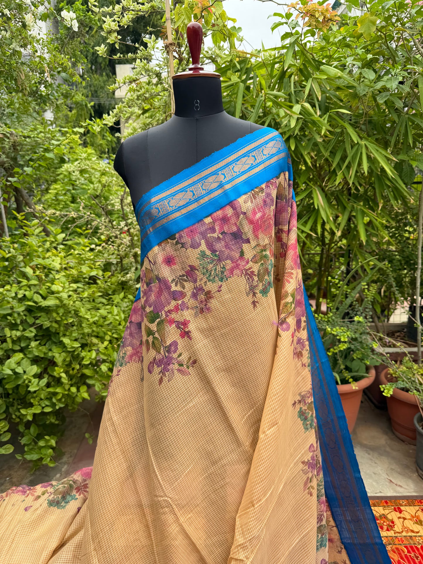 Gadwal cotton with digital print saree
