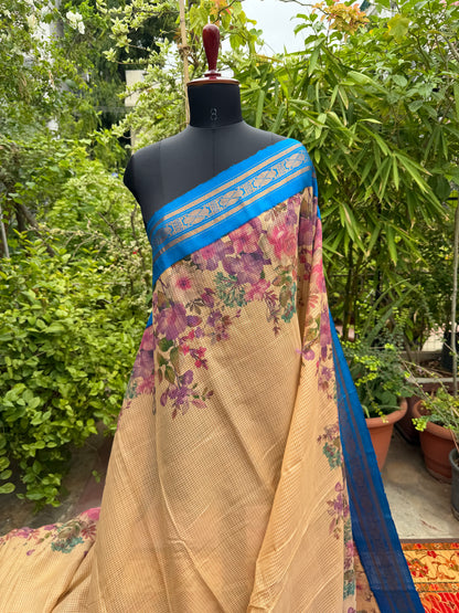 Gadwal cotton with digital print saree