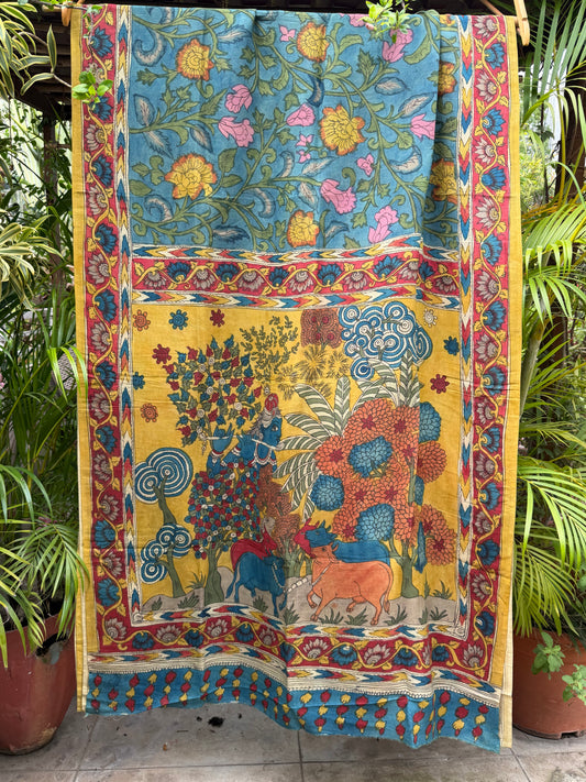 Silkcotton penkalamkari saree