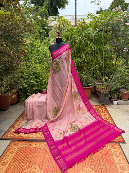 Gadwal cotton with digital print saree