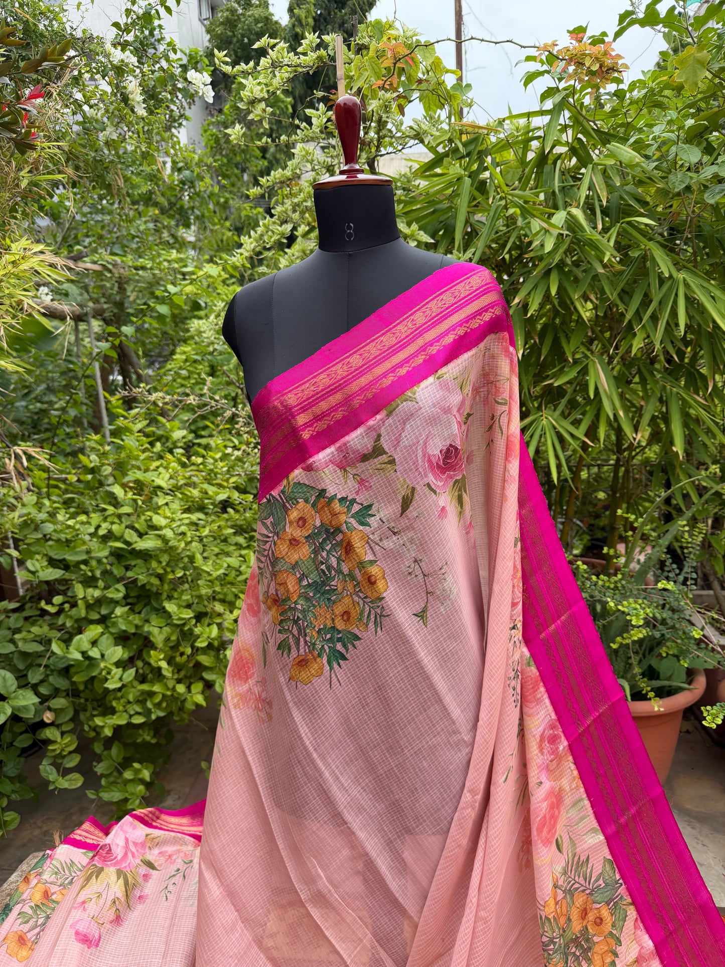 Gadwal cotton with digital print saree
